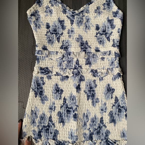 NWOT Abercrombie Blue Floral Best Dressed Guest Smocked Mini Dress - Picture 9 of 10